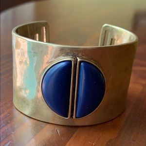 Lucky Brand gold-tone cuff with blue stones